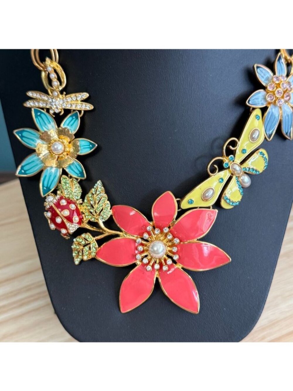 Joan Rivers Classics Collection Garden Party Gold-Tone Enamel Necklace W/ Floral - Picture 3 of 10